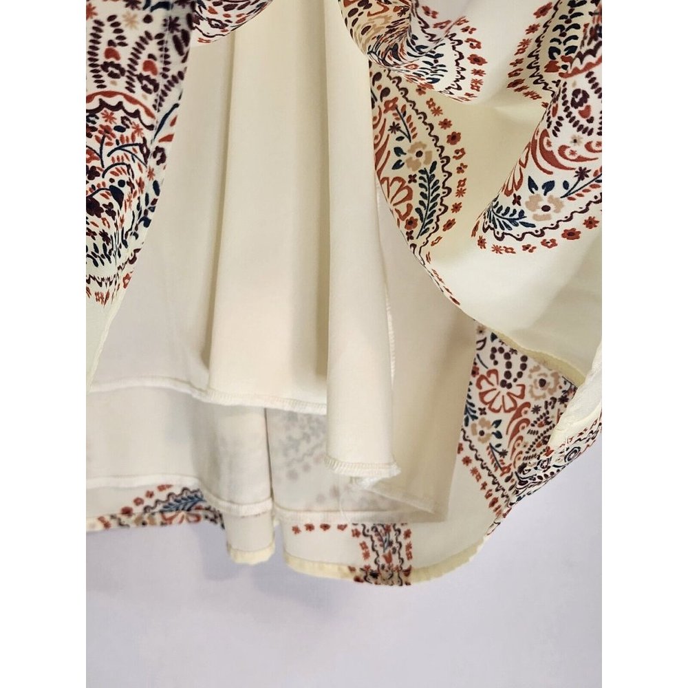 Cal Style Dress Womens Large Cream Paisley Print Balloon Sleeve Tunic Mini - Picture 9 of 13